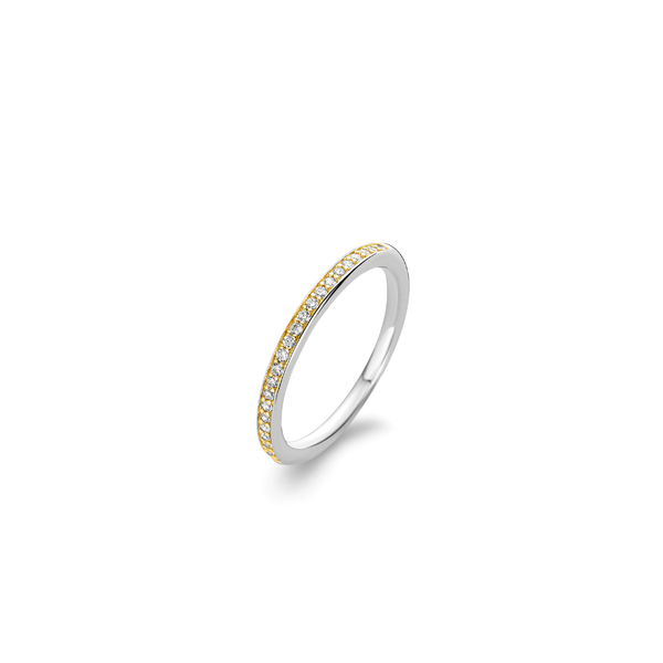 Shop Ti Sento: Braided Pave Gold Silver Wide Band Milano Ring